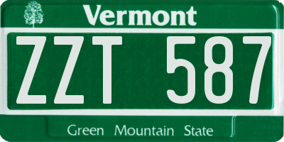 VT license plate ZZT587