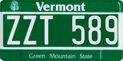 VT license plate ZZT589
