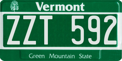 VT license plate ZZT592