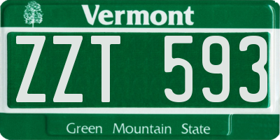 VT license plate ZZT593