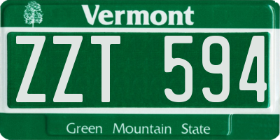 VT license plate ZZT594