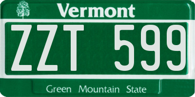 VT license plate ZZT599