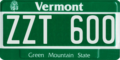 VT license plate ZZT600