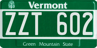 VT license plate ZZT602