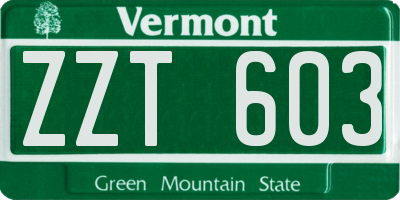 VT license plate ZZT603