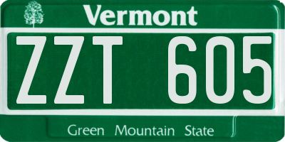 VT license plate ZZT605