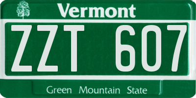 VT license plate ZZT607