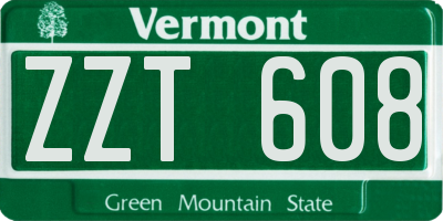 VT license plate ZZT608