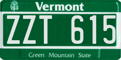 VT license plate ZZT615