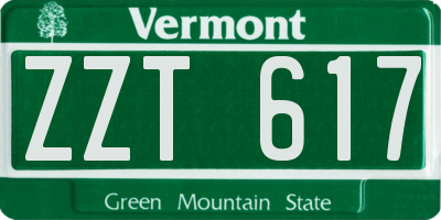 VT license plate ZZT617