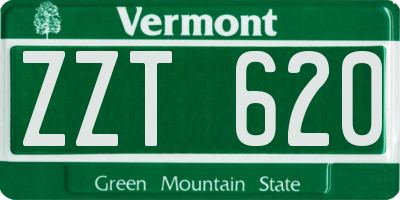 VT license plate ZZT620