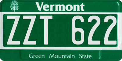 VT license plate ZZT622