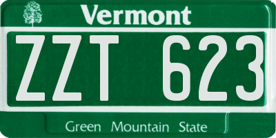 VT license plate ZZT623