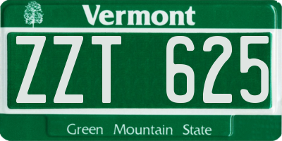 VT license plate ZZT625