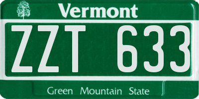 VT license plate ZZT633