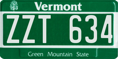 VT license plate ZZT634