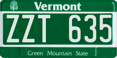 VT license plate ZZT635