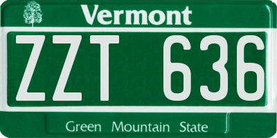 VT license plate ZZT636