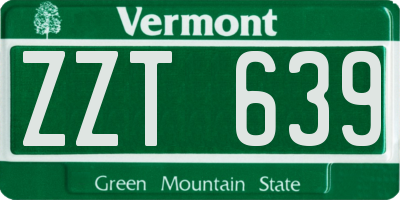 VT license plate ZZT639