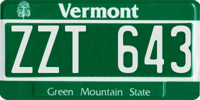 VT license plate ZZT643
