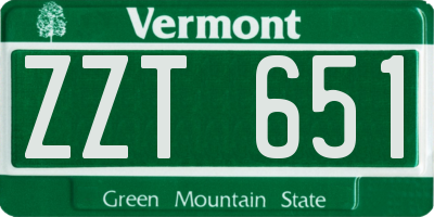 VT license plate ZZT651