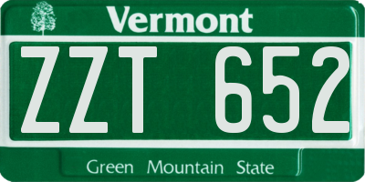VT license plate ZZT652