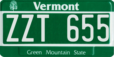 VT license plate ZZT655