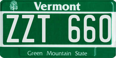 VT license plate ZZT660