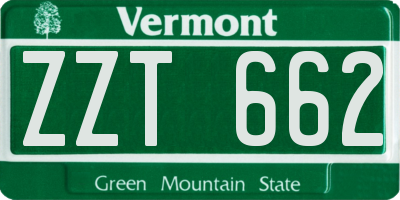 VT license plate ZZT662