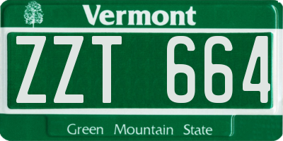 VT license plate ZZT664