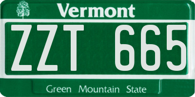 VT license plate ZZT665