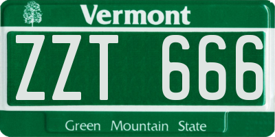 VT license plate ZZT666