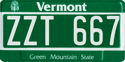 VT license plate ZZT667