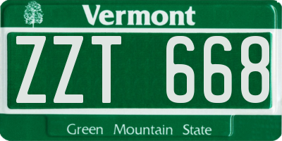 VT license plate ZZT668