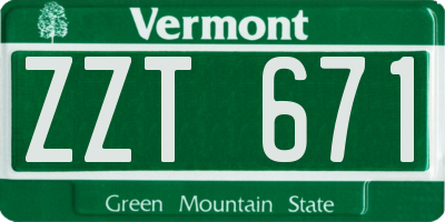 VT license plate ZZT671