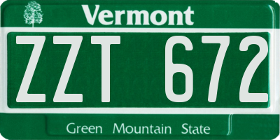VT license plate ZZT672
