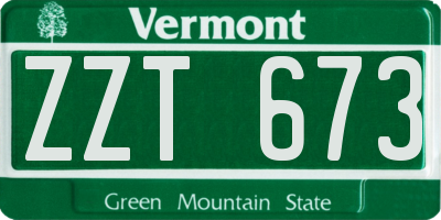 VT license plate ZZT673