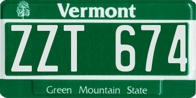 VT license plate ZZT674
