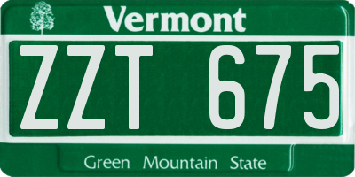 VT license plate ZZT675