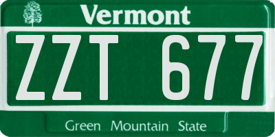 VT license plate ZZT677