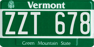 VT license plate ZZT678