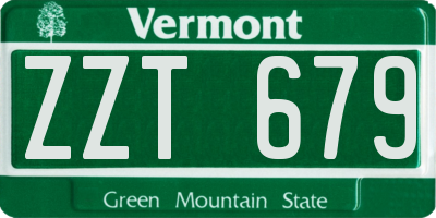 VT license plate ZZT679
