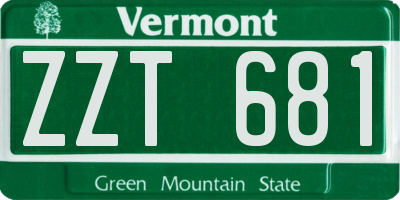 VT license plate ZZT681