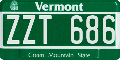 VT license plate ZZT686