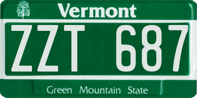 VT license plate ZZT687