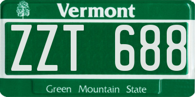 VT license plate ZZT688