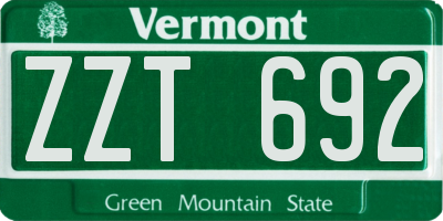 VT license plate ZZT692