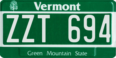 VT license plate ZZT694