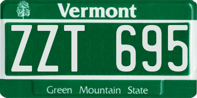 VT license plate ZZT695