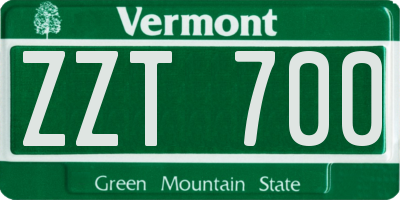 VT license plate ZZT700